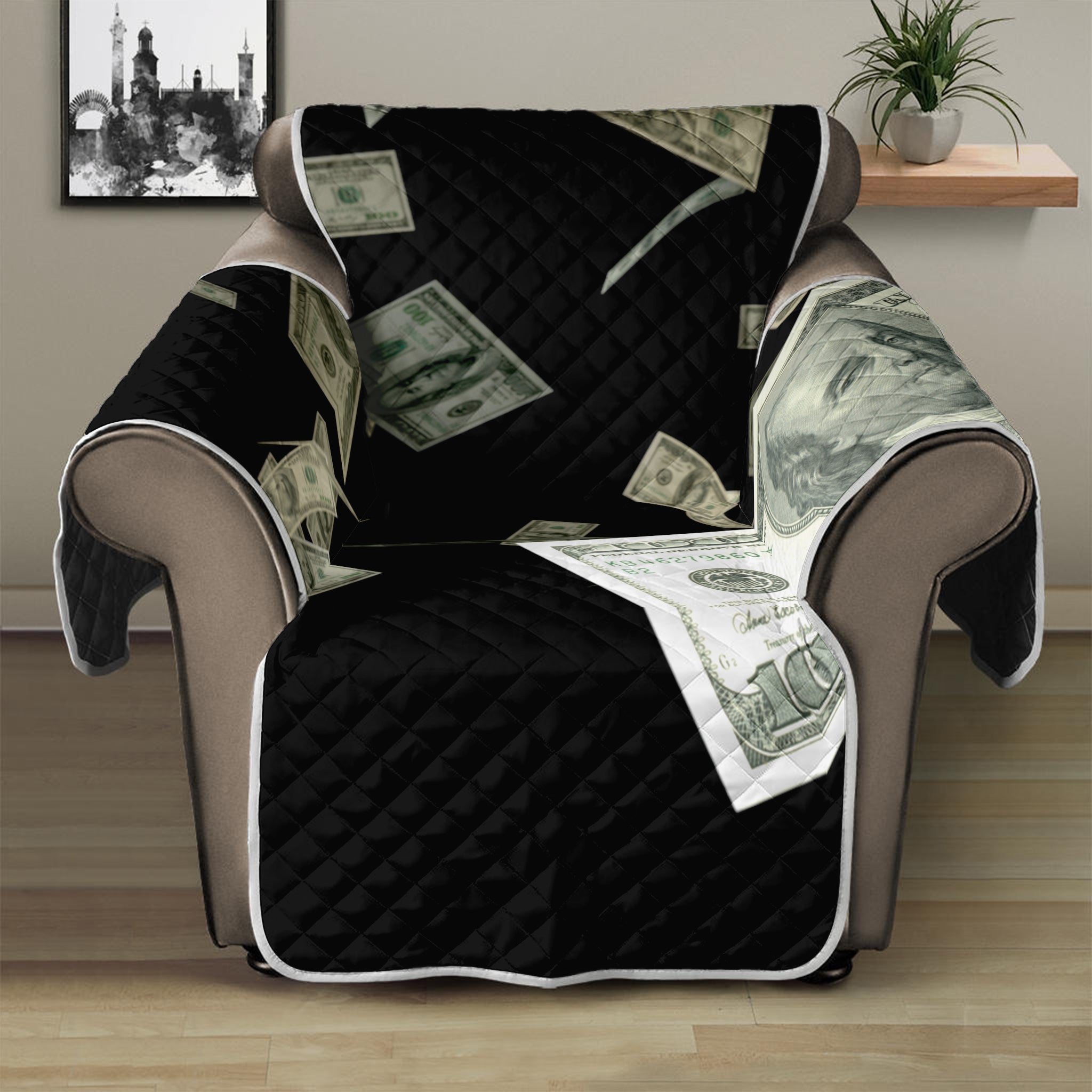 Flying US Dollar Print Recliner Protector