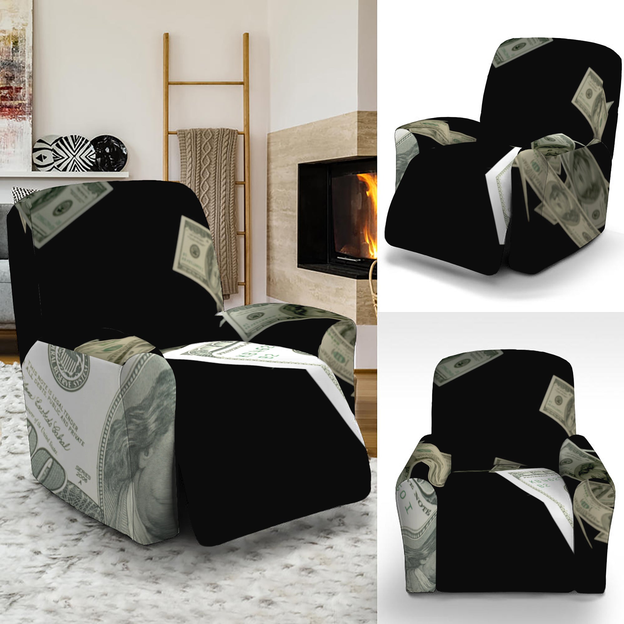 Flying US Dollar Print Recliner Slipcover