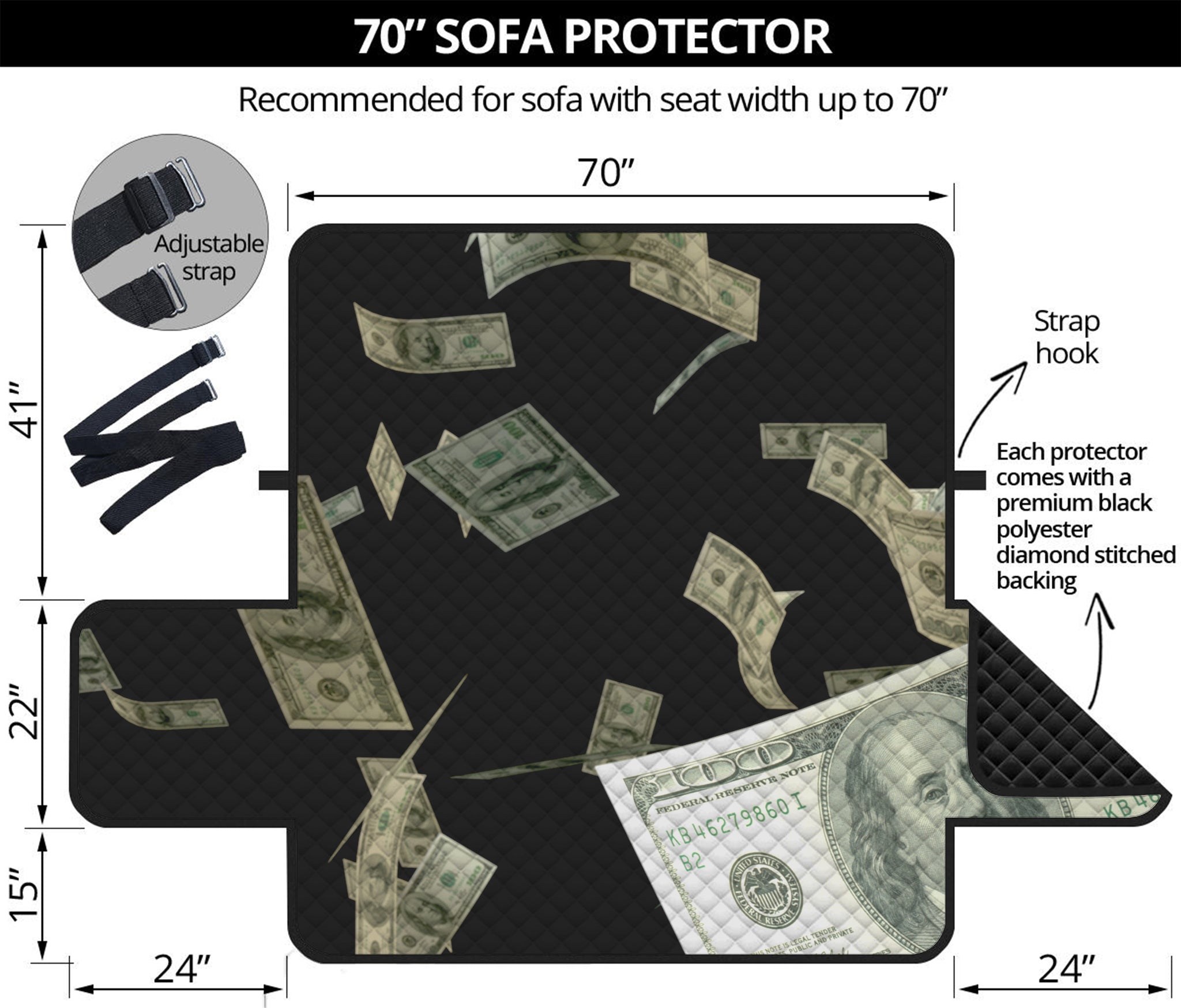 Flying US Dollar Print Sofa Protector