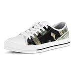 Flying US Dollar Print White Low Top Shoes