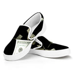 Flying US Dollar Print White Slip On Shoes