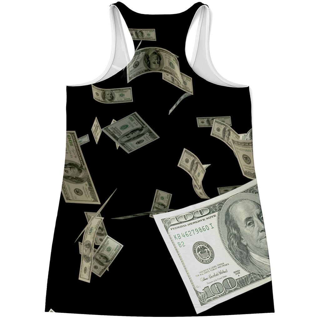 Flying US Dollar Print Women's Racerback Tank Top