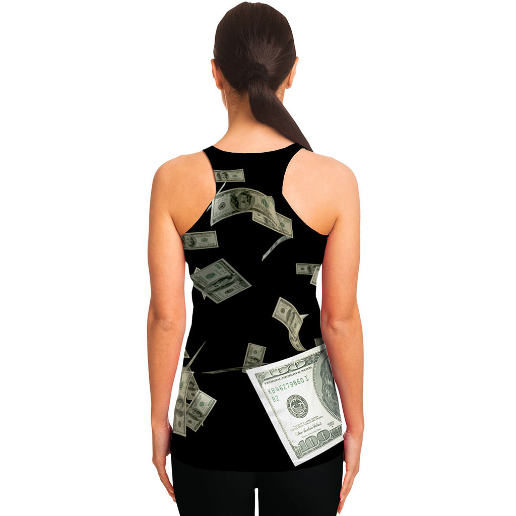 Flying US Dollar Print Women's Racerback Tank Top