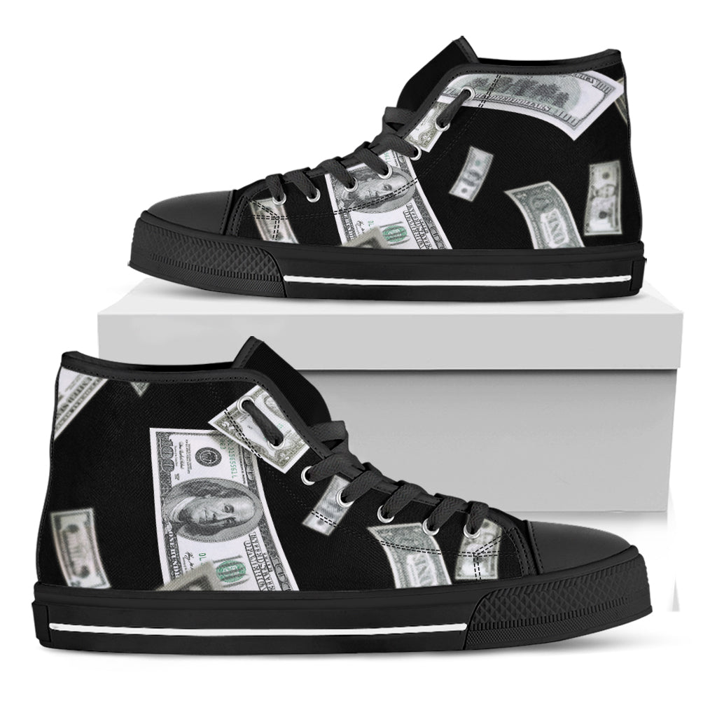 Flying USD Print Black High Top Shoes