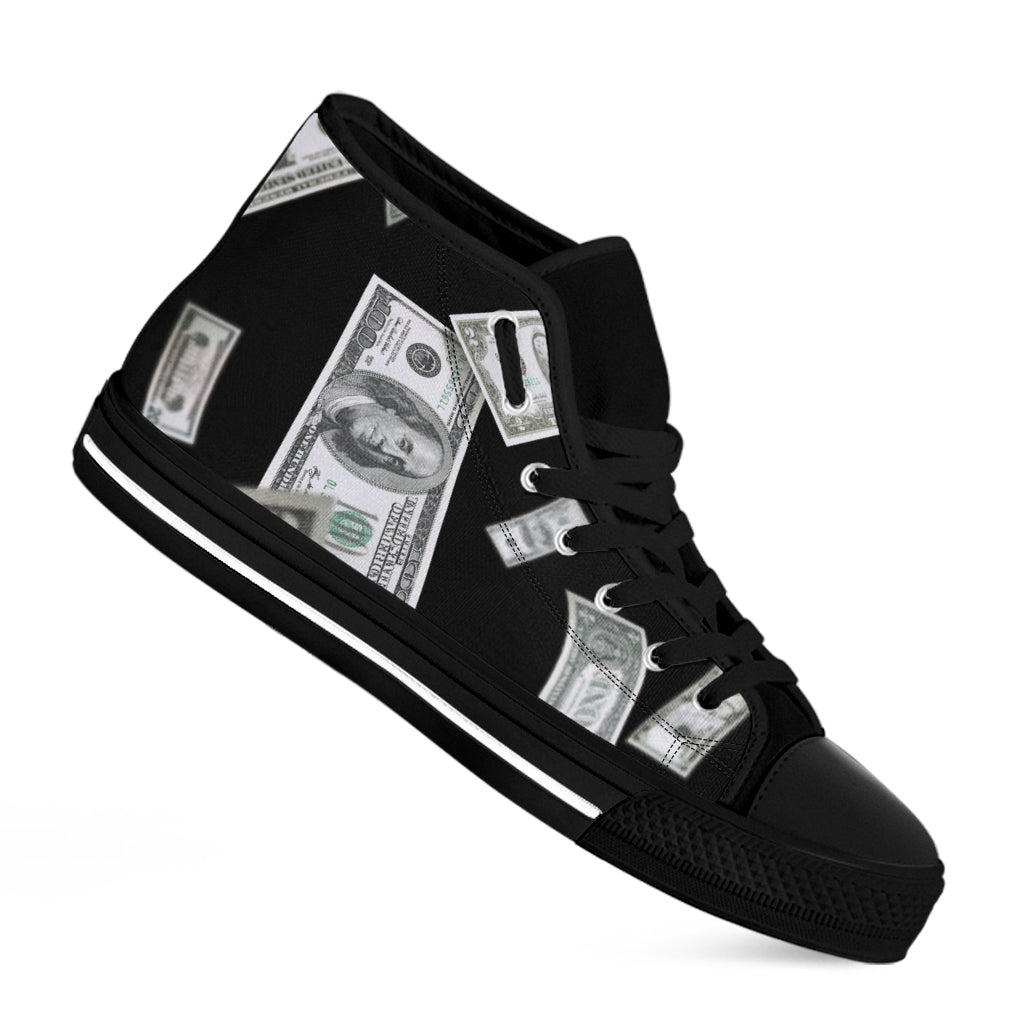 Flying USD Print Black High Top Shoes