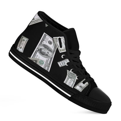 Flying USD Print Black High Top Shoes