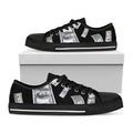 Flying USD Print Black Low Top Sneakers