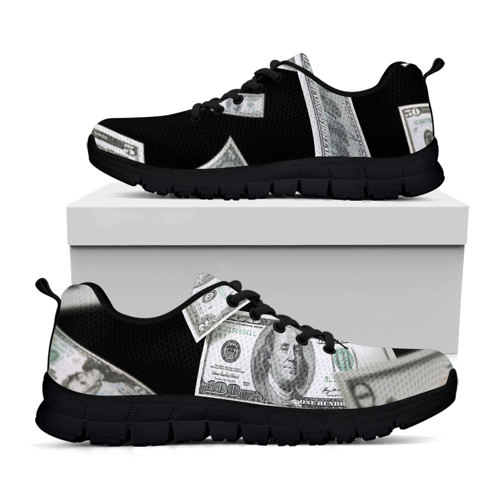 Flying USD Print Black Sneakers
