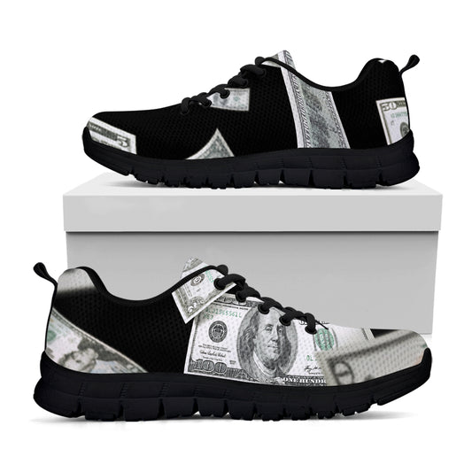 Flying USD Print Black Sneakers
