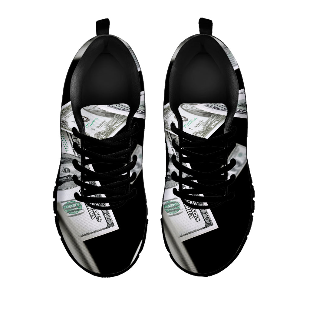 Flying USD Print Black Sneakers