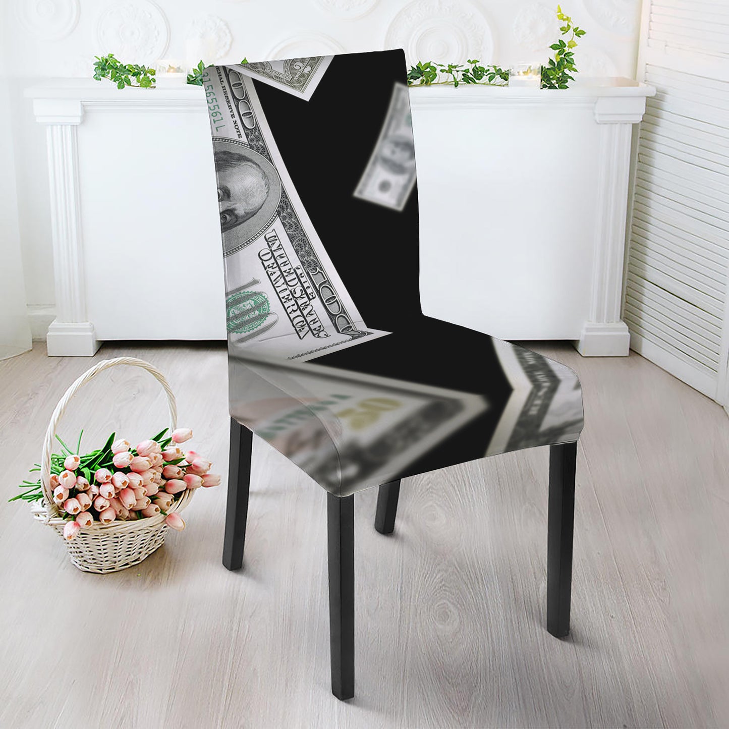 Flying USD Print Dining Chair Slipcover