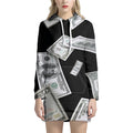 Flying USD Print Pullover Hoodie Dress