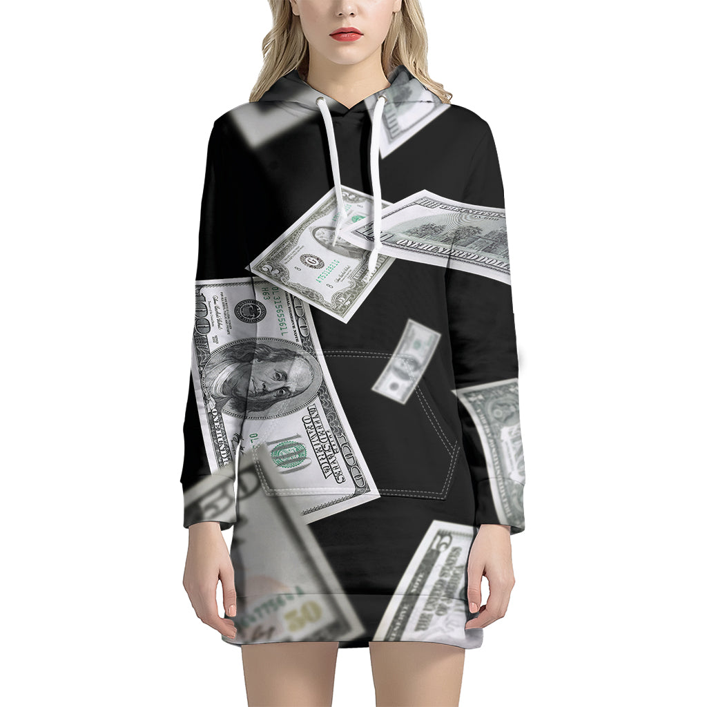 Flying USD Print Hoodie Dress