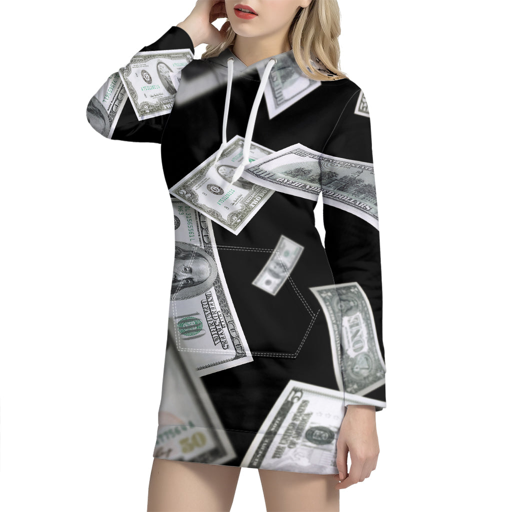 Flying USD Print Hoodie Dress