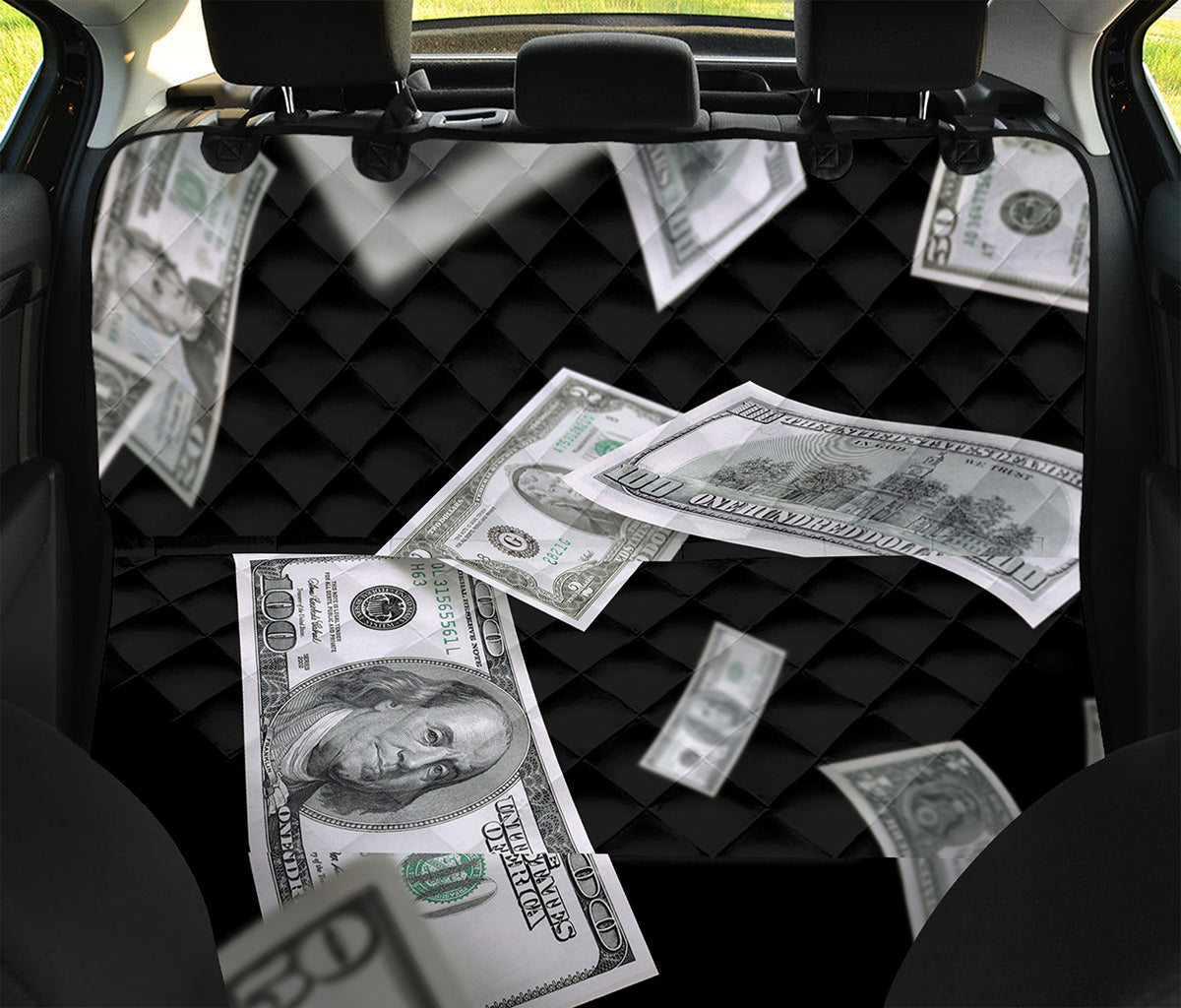 Flying USD Print Pet Car Back Seat Cover