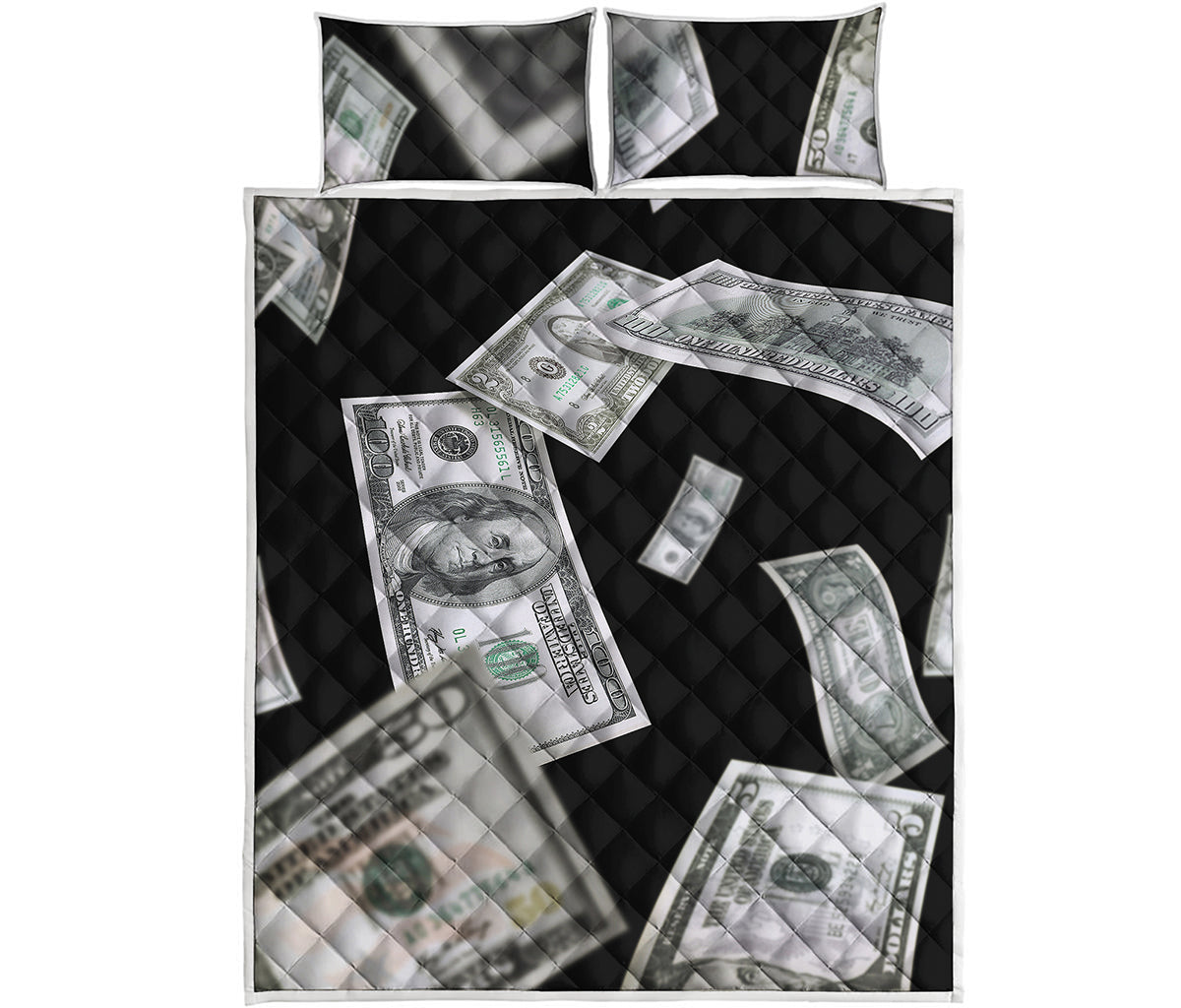 Flying USD Print Quilt Bed Set