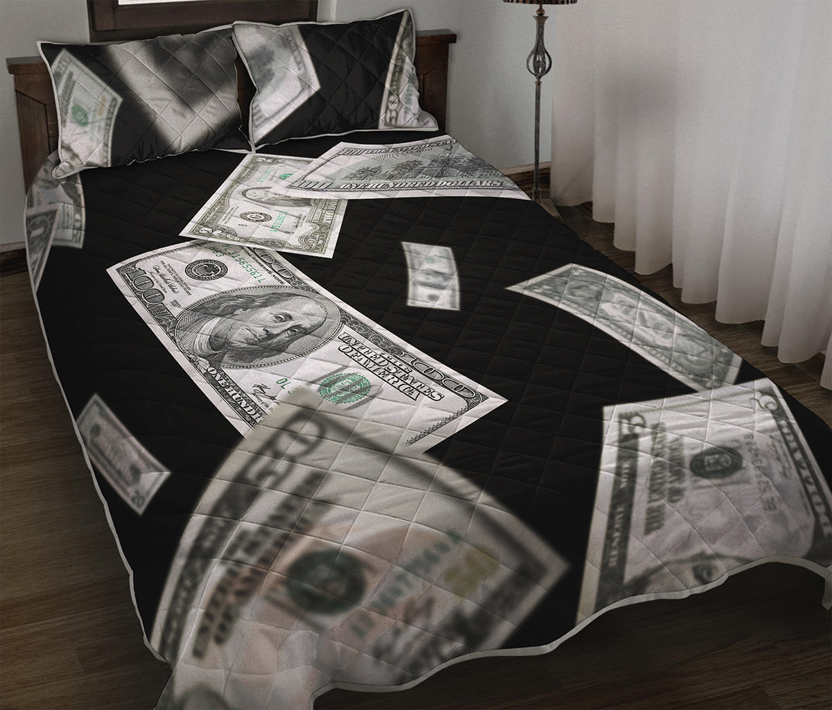 Flying USD Print Quilt Bed Set