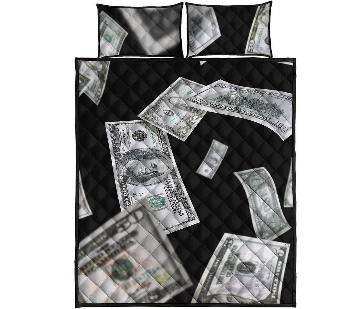 Flying USD Print Quilt Bed Set