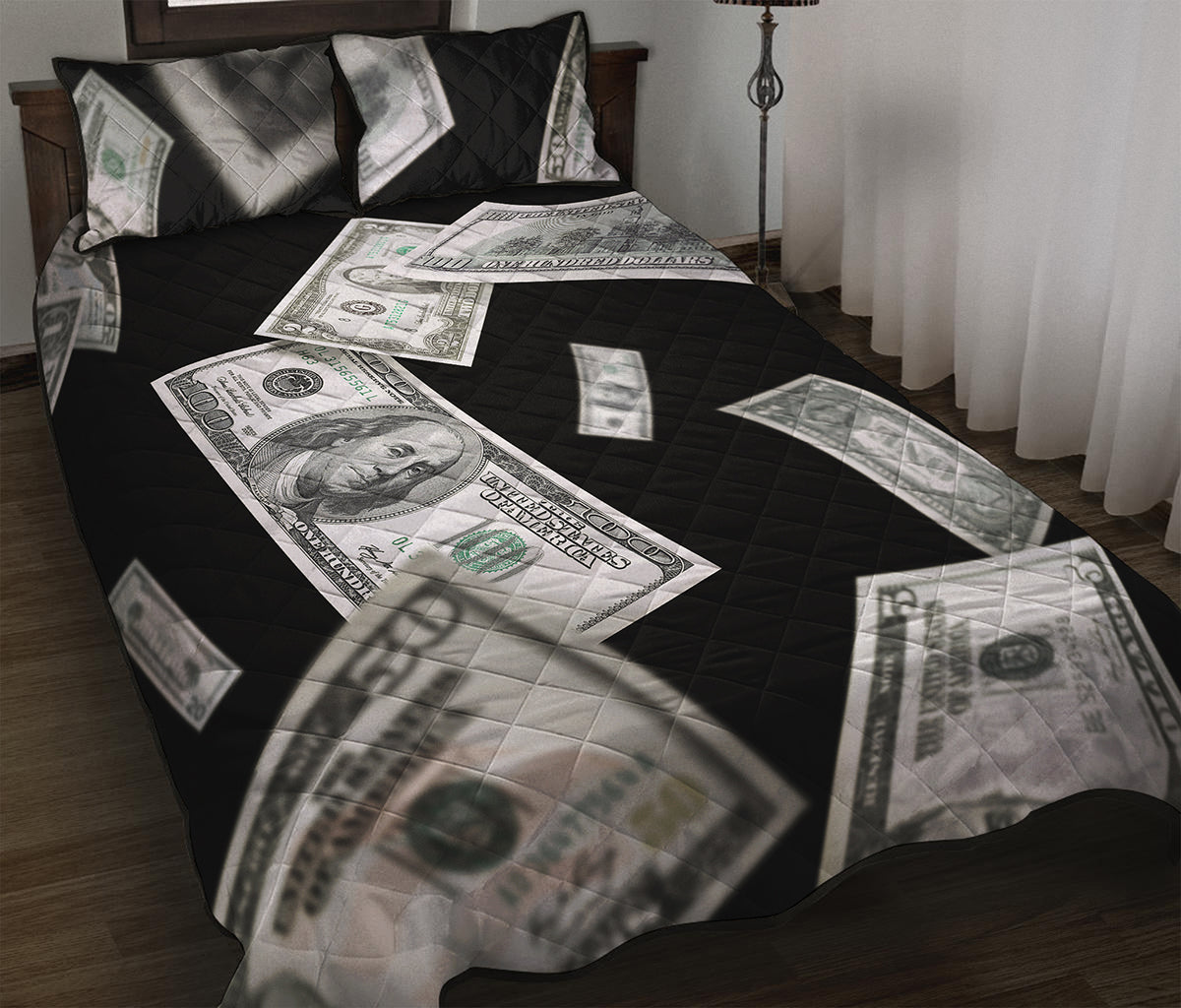 Flying USD Print Quilt Bed Set