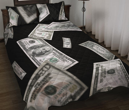 Flying USD Print Quilt Bed Set