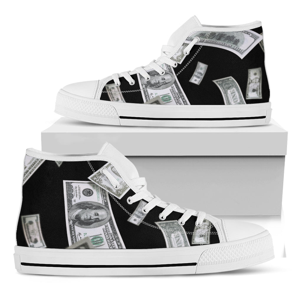 Flying USD Print White High Top Shoes