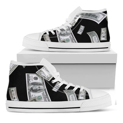 Flying USD Print White High Top Shoes