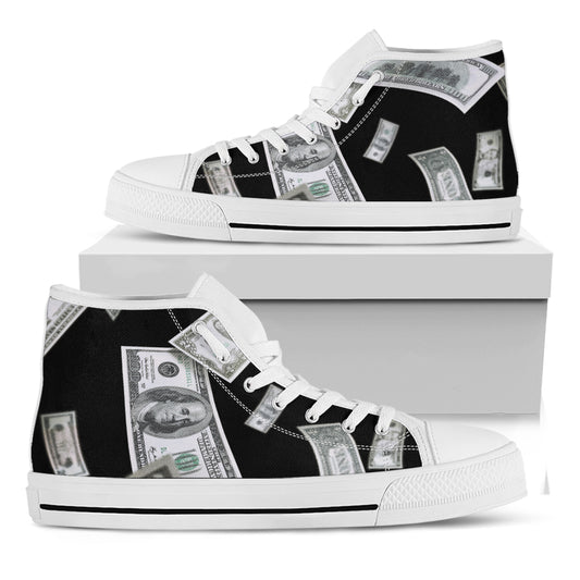 Flying USD Print White High Top Shoes