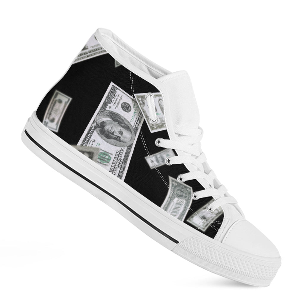 Flying USD Print White High Top Shoes