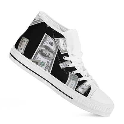 Flying USD Print White High Top Shoes