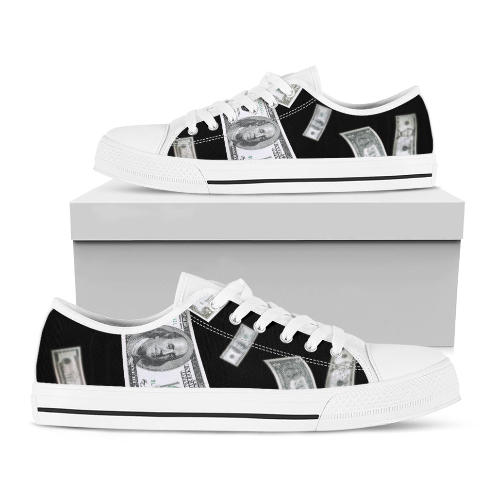 Flying USD Print White Low Top Shoes