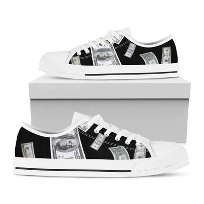Flying USD Print White Low Top Shoes