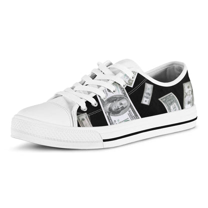 Flying USD Print White Low Top Shoes