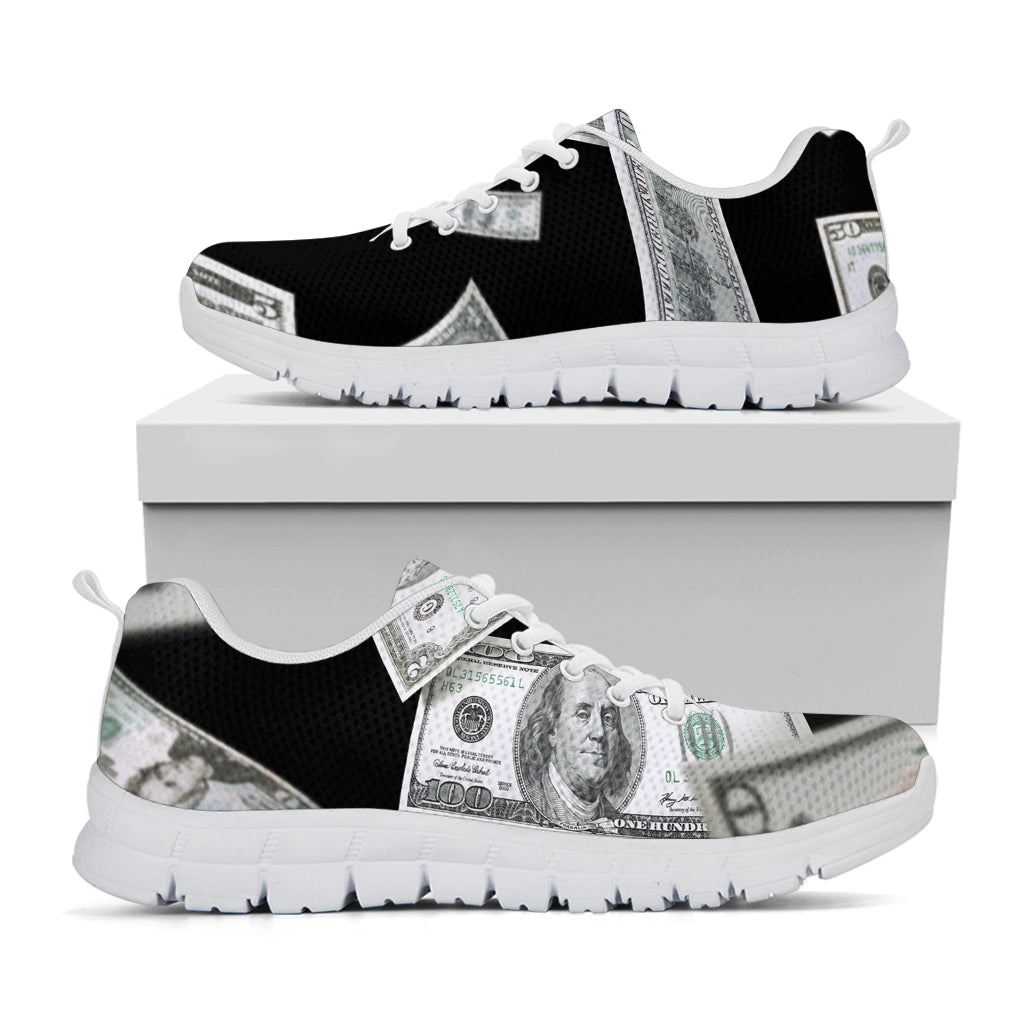 Flying USD Print White Sneakers