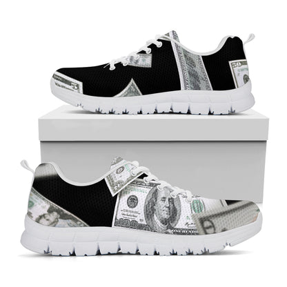 Flying USD Print White Sneakers