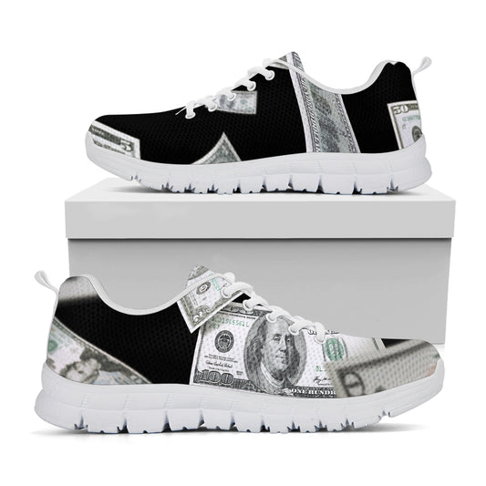 Flying USD Print White Sneakers