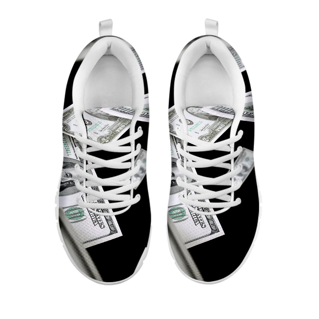 Flying USD Print White Sneakers