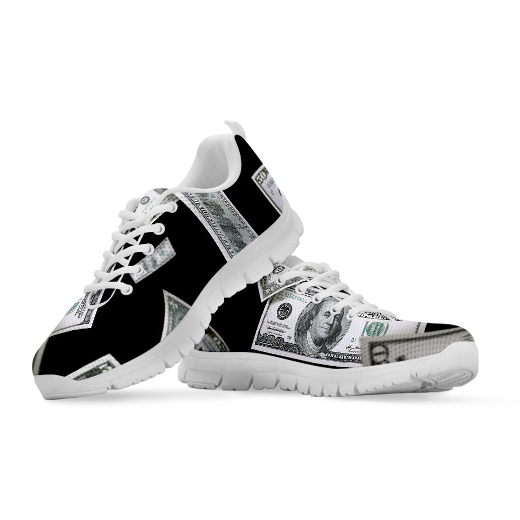 Flying USD Print White Sneakers