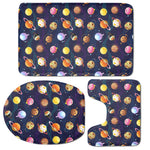 Food Planets Pattern Print 3 Piece Bath Mat Set