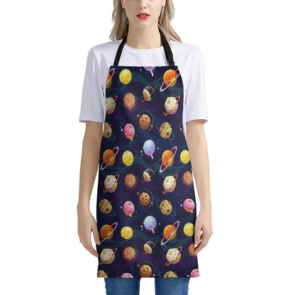 Food Planets Pattern Print Apron
