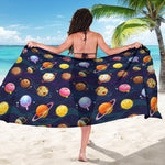 Food Planets Pattern Print Beach Sarong Wrap