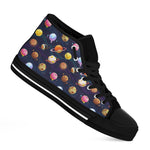 Food Planets Pattern Print Black High Top Shoes