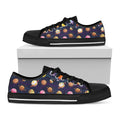 Food Planets Pattern Print Black Low Top Sneakers