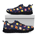 Food Planets Pattern Print Black Running Shoes