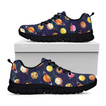 Food Planets Pattern Print Black Sneakers