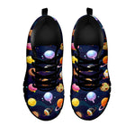 Food Planets Pattern Print Black Sneakers