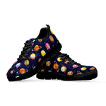 Food Planets Pattern Print Black Sneakers
