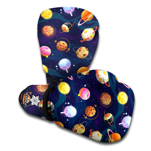 Food Planets Pattern Print Boxing Gloves