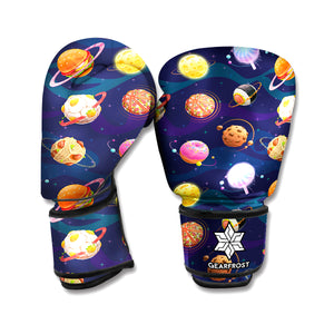 Food Planets Pattern Print Boxing Gloves