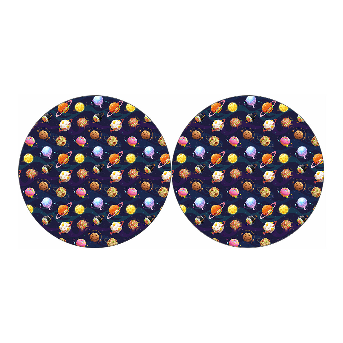 Food Planets Pattern Print Car Coasters