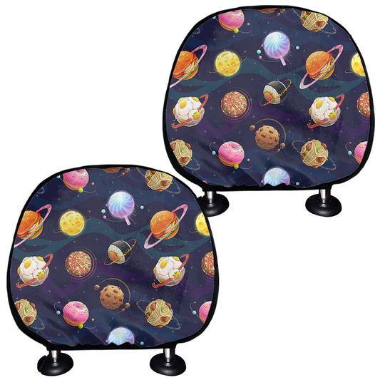 Food Planets Pattern Print Car Headrest Covers